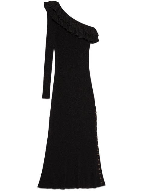 gucci one shoulder black dress